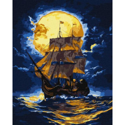 Набір для розпису по номерах "Там, де небо зустрічає море з фарбами металiк extra" 40х50см