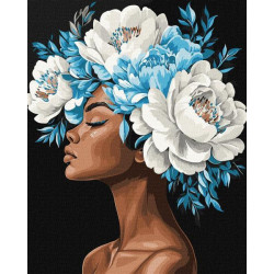 Набір для розпису по номерах "Блакитна гармонія з фарбами металiк extra" 40х50см