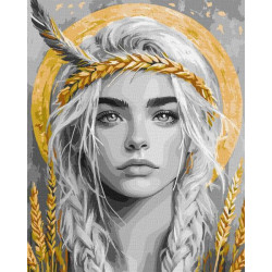 Набір для розпису по номерах "Колоски у волоссі з фарбами металiк extra" 40х50см