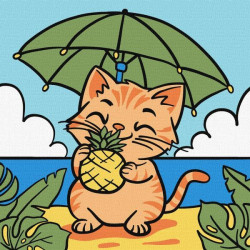 Набір для розпису по номерах для дітей "Котик і ананас" 25х25см