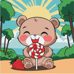 Набір для розпису по номерах для дітей "Літо. Ведмедик і льодяник" 25х25см