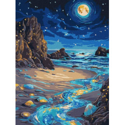 Набір для розпису по номерах "Сяючий берег з фарбами металiк extra" 30х40см