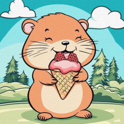 Набір для розпису по номерах для дітей "Літо. Хомячок з морозивом" 25х25см