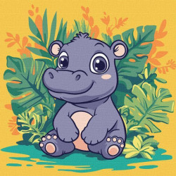 Набір для розпису по номерах для дітей "Бегемот в тропіках" 30х30см