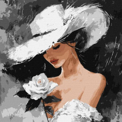 Набір для розпису по номерах "Біла троянда" 40х40см