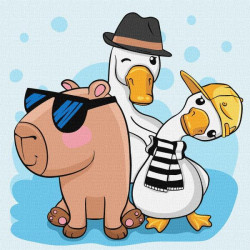 Набір для розпису по номерах для дітей "Капібара і друзі" 30х30см