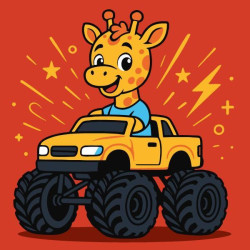 Набір для розпису по номерах для дітей "Жираф на машині" 25х25см