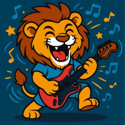 Набір для розпису по номерах для дітей "Лев з гітарою" 25х25см