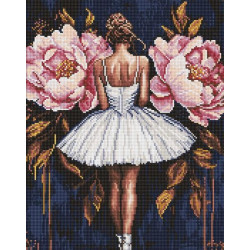Набір з алмазною мозаїкою "Балерина з рожевими півоніями" 40х50см