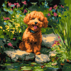 Набір для розпису по номерах "Пудель на ставку" 40х40см