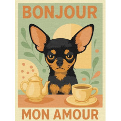 Набір для розпису по номерах "Постер. Ранок з чіхуахуа" 30x40см