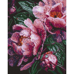 Набір з алмазною мозаїкою "Рожеві півонії під дощем" 40х50см