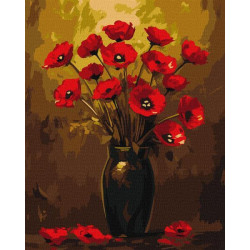 Набір для розпису по номерах "Букет маків з фарбами металік" 40х50см