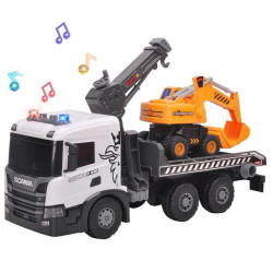 Ігровий набір серії "Super Big Truck" – АВТОКРАН SCANIA З ЕКСКАВАТОРОМ (світло, звук)