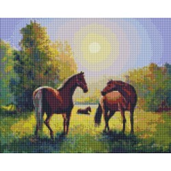 Набір з алмазною мозаїкою "Родина конячок" 40х50см