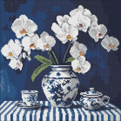 Набір з алмазною мозаїкою "Орхідея в порцеляні" 40х40см