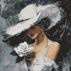 Набір з алмазною мозаїкою "Біла троянда" 40х40см