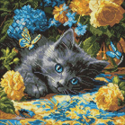 Набір з алмазною мозаїкою "Кошеня блакитнооке" 40х40см