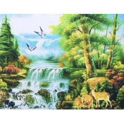 Алмазная мозаика по номерам 30*40 "Водопад" карт уп. (холст на раме)