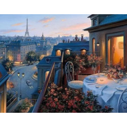 Алмазная мозаика по номерам 30*40 "Вид на Париж" карт уп. (холст на раме)