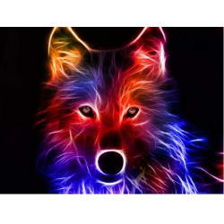 Алмазная мозаика по номерам 30*40 "Цветной волк" карт уп. (холст на раме)