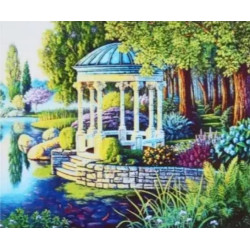 Алмазная мозаика по номерам 30*40 "Беседка" карт уп. (холст на раме)