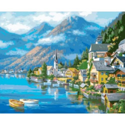 Алмазная мозаика по номерам 30*40 "Город у моря" карт уп. (холст на раме)