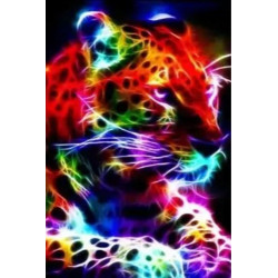 Алмазная мозаика по номерам 30*40 "Цветной леопард" карт уп. (холст на раме)