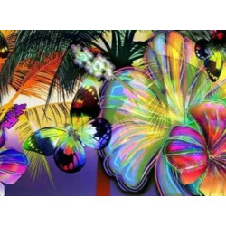 Алмазная мозаика по номерам 30*40 "Бабочки" карт уп. (холст на раме)