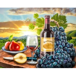 Алмазная мозаика по номерам 30*40 "Вино" карт уп. (холст на раме)