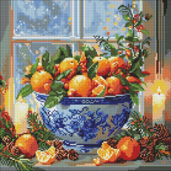 Набір з алмазною мозаїкою "Цитруси у вазі" 40х40см