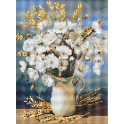 Набір з алмазною мозаїкою "Білі маки і пшениця" 30х40см