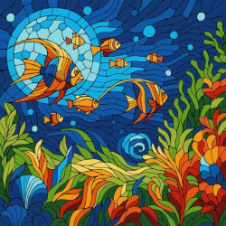 Набір для розпису по номерах "Вітраж. Морський світ" 30x30см