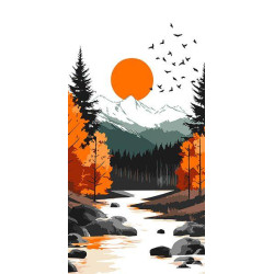 Набір для розпису по номерах "Жовтий місяць серед осіннього лісу" 40х80см