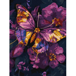 Набір для розпису по номерах "Золотий метелик з фарбами металік extra" 30х40см