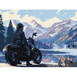 Набір для розпису по номерах "Мотоцикліст у горах" 30х40см