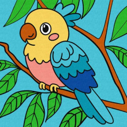 Набір для розпису по номерах  для дітей "Яскрава папужка" 25х25cm