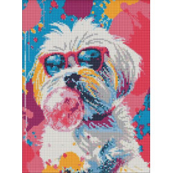 Набір з алмазною мозаїкою "Зухвалий пес у рожевому" 30х40см