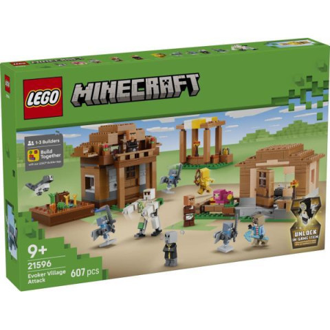 Конструктор LEGO® Minecraft® Нападение вызывателя на село Игрушка Набор, 607 деталей (21596)
