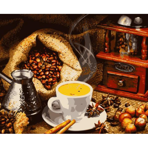 Картина за номерами Натюрморти. Запашна кава, 40х50см, в термопакеті, Artissimo (PN5853)