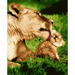 Картина за номерами Тварини. Левиця з левеням, 40х50см, в термопакеті, Artissimo (PN5340)