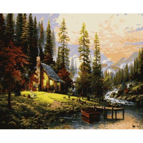 Картина за номерами Пейзаж. Затишний будинок Томас Кінкейд, 40х50см, в термопакеті, Artissimo (PN8201)