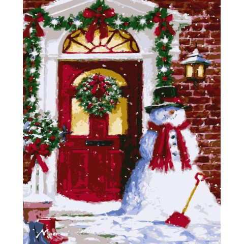 Картина за номерами Зимові та новорічні сюжети. Сніговик, 40х50см, в термопакеті, Artissimo (PN2730)