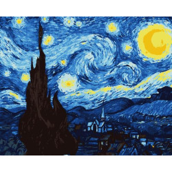 Картина за номерами Пейзаж. Зоряна ніч Ван Гог, 40х50см, в термопакеті, Artissimo (PN7599)