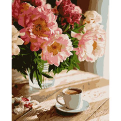 Картина за номерами Квіти. Кава в затишку, 40х50см, в термопакеті, Artissimo (PN4745)