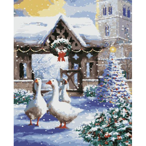 Картина за номерами Зимові та новорічні сюжети. Гуси, 50х60см, в термопакеті, Artissimo (PNХ8562)