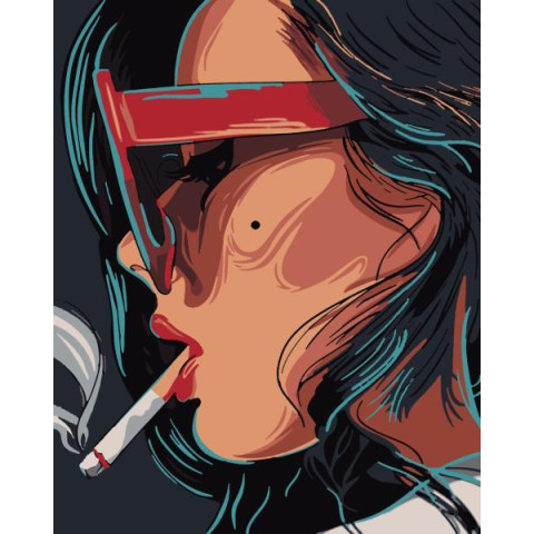 Картина за номерами Люди. Дівчина з цигаркою, , 40х50см, в термопакеті, Artissimo (PN0444)
