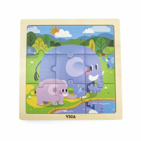 Деревянный пазл Viga Toys Слоники 9 эл. (44626), ст: 44626