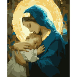 Картина по номерам Религия. Мария и Иисус с золотыми красками, , 40х50см, в термопакете, Artissimo (PN0335)