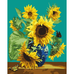 Картина за номерами Квіти. Соняхи у вазі, , 40х50см, в термопакеті, Artissimo (PN1104)